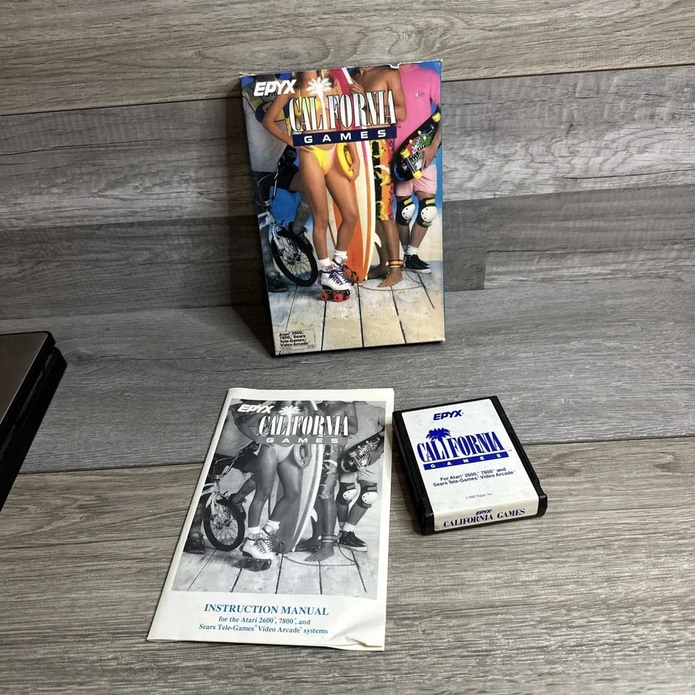 California Games 1987 Atari 2600 7800 Epyx CIB Box Game Manual